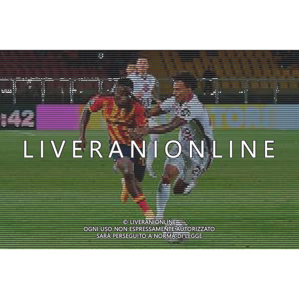 TVEM May 18, 2025 Lecce, Italy - US Lecce vs Torino FC - Italian soccer serie A 2024/25 - Via Del Mare Stadium. In the pic: Konan Ignace Jocelyn N\'Dri of US Lecce in action against Valentino Lazaro of Torino FC foto emmanuele mastrodonato-ag aldo liverani sas