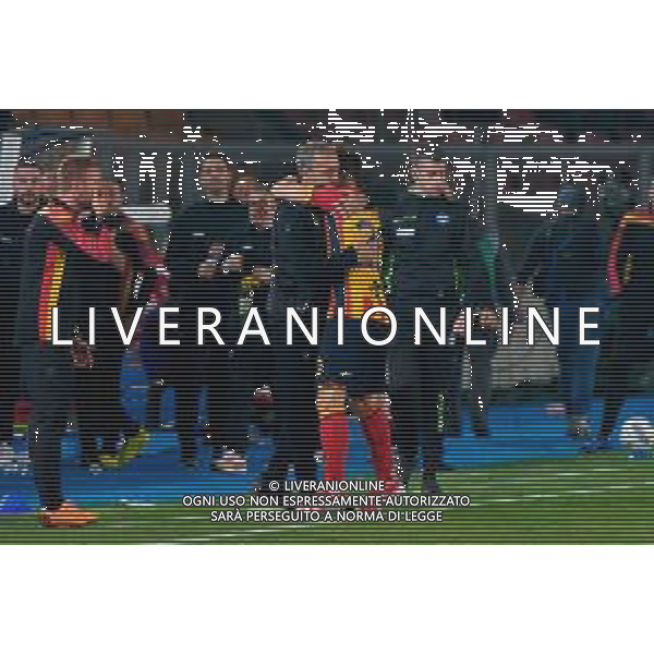 TVEM May 18, 2025 Lecce, Italy - US Lecce vs Torino FC - Italian soccer serie A 2024/25 - Via Del Mare Stadium. In the pic: Ylber Ramadani of US Lecce celebrates after scoring a goal with coach Marco Giampaolo of US Lecce foto emmanuele mastrodonato-ag aldo liverani sas