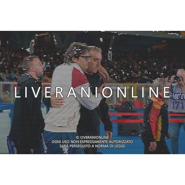 TVEM May 18, 2025 Lecce, Italy - US Lecce vs Torino FC - Italian soccer serie A 2024/25 - Via Del Mare Stadium. In the pic: coach Paolo Vanoli of Torino FC and coach Marco Giampaolo of US Lecce foto emmanuele mastrodonato-ag aldo liverani sas