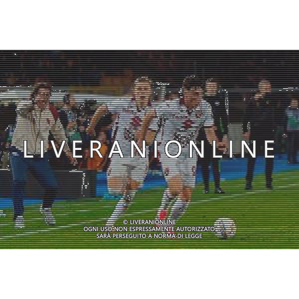 TVEM May 18, 2025 Lecce, Italy - US Lecce vs Torino FC - Italian soccer serie A 2024/25 - Via Del Mare Stadium. In the pic: Alessio Cacciamani of Torino FC and Marcus Pedersen of Torino FC ©TVEM Emmanuele Mastrodonato - AGENZIA ALDO LIVERANI SAS