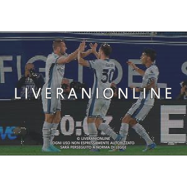 TVEM May 23, 2025 Como, Italy - Como 1907 vs FC Inter - Italian soccer serie A 2024/25 - Giuseppe Sinigaglia Stadium. In the pic: Stefan de Vrij of FC Inter celebrates after scoring a goal with Carlos Augusto of FC Inter ©TVEM Emmanuele Mastrodonato - AGENZIA ALDO LIVERANI SAS