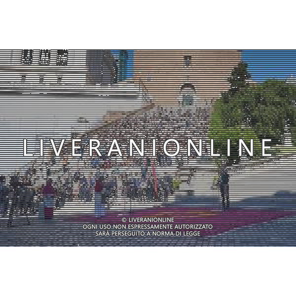 Roma - 25 Maggio 2025 Papa Leone XIV incontra il Sindaco di Roma Roberto Gualtieri ai piedi del Campidoglio Nella Foto: Papa Leone XIV - Roberto Gualtieri Andrea Bracaglia - AGENZIA ALDO LIVERANI SAS