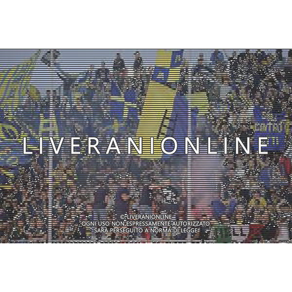 Hellas fans show their support during Empoli FC vs Hellas Verona FC, 38° Serie A Enilive 2024-25 game at Carlo Castellani stadium in Empoli (FI), Italy, on May 25, 2025. (Photo by Davide Casentini)- AGENZIA ALDO LIVERANI SAS