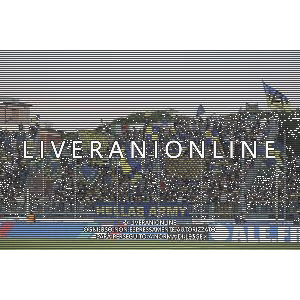 Hellas Verona fans show their support during Empoli FC vs Hellas Verona FC, 38° Serie A Enilive 2024-25 game at Carlo Castellani stadium in Empoli (FI), Italy, on May 25, 2025. (Photo by Davide Casentini)- AGENZIA ALDO LIVERANI SAS
