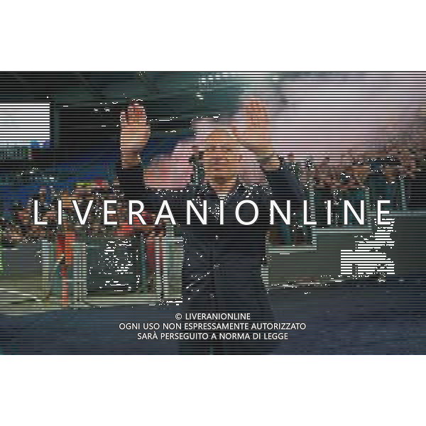 TVEM May 25, 2025 Roma, Italy - SS Lazio vs US Lecce - Italian soccer serie A 2024/25 - Olympic Stadium. In the pic: the president of US Lecce Saverio Sticchi Damiani celebrates the victory ©TVEM Emmanuele Mastrodonato - AGENZIA ALDO LIVERANI SAS