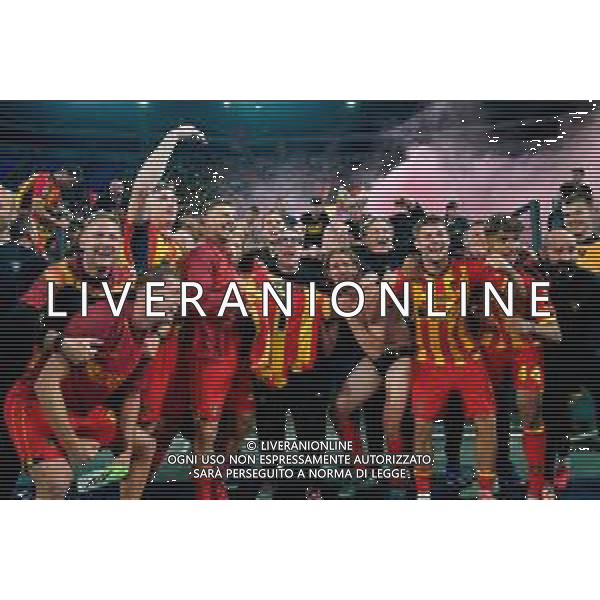 TVEM May 25, 2025 Roma, Italy - SS Lazio vs US Lecce - Italian soccer serie A 2024/25 - Olympic Stadium. In the pic: players of US Lecce celebrates the victory for Graziano Fiorita ©TVEM Emmanuele Mastrodonato - AGENZIA ALDO LIVERANI SAS
