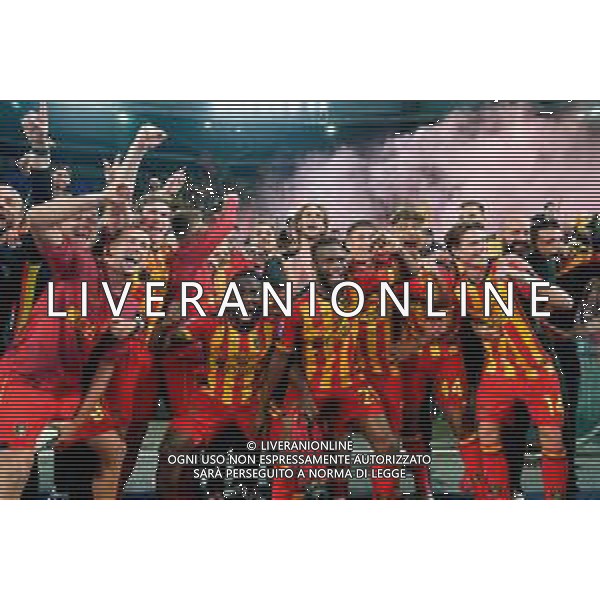 TVEM May 25, 2025 Roma, Italy - SS Lazio vs US Lecce - Italian soccer serie A 2024/25 - Olympic Stadium. In the pic: players of US Lecce celebrates the victory ©TVEM Emmanuele Mastrodonato - AGENZIA ALDO LIVERANI SAS