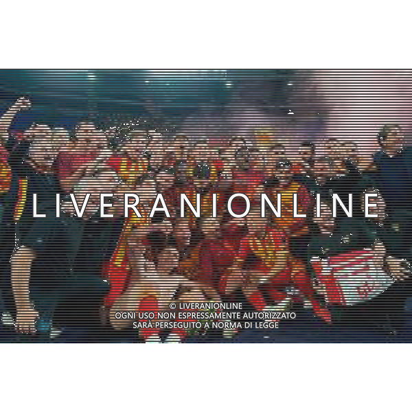 TVEM May 25, 2025 Roma, Italy - SS Lazio vs US Lecce - Italian soccer serie A 2024/25 - Olympic Stadium. In the pic: players of US Lecce celebrates the victory ©TVEM Emmanuele Mastrodonato - AGENZIA ALDO LIVERANI SAS