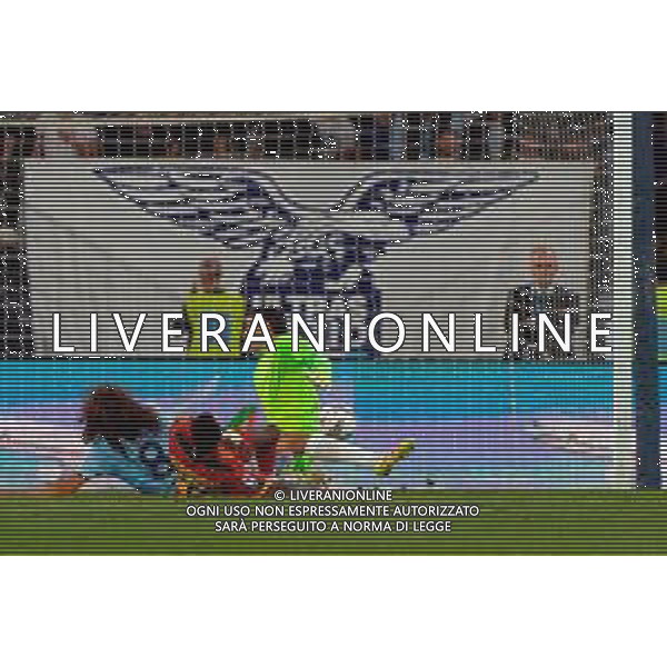 TVEM May 25, 2025 Roma, Italy - SS Lazio vs US Lecce - Italian soccer serie A 2024/25 - Olympic Stadium. In the pic: Lassana Coulibaly of US Lecce scores a goal of 0-1 ©TVEM Emmanuele Mastrodonato - AGENZIA ALDO LIVERANI SAS