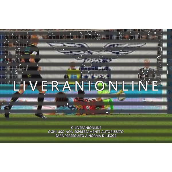 TVEM May 25, 2025 Roma, Italy - SS Lazio vs US Lecce - Italian soccer serie A 2024/25 - Olympic Stadium. In the pic: Lassana Coulibaly of US Lecce scores a goal of 0-1 ©TVEM Emmanuele Mastrodonato - AGENZIA ALDO LIVERANI SAS