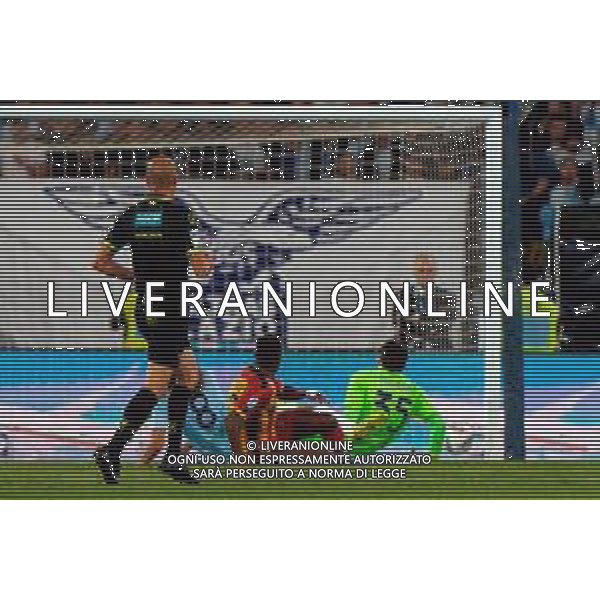 TVEM May 25, 2025 Roma, Italy - SS Lazio vs US Lecce - Italian soccer serie A 2024/25 - Olympic Stadium. In the pic: Lassana Coulibaly of US Lecce scores a goal of 0-1 ©TVEM Emmanuele Mastrodonato - AGENZIA ALDO LIVERANI SAS