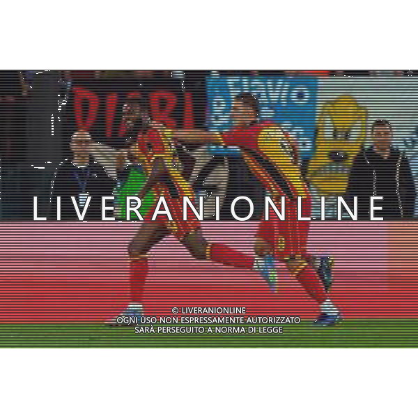 TVEM May 25, 2025 Roma, Italy - SS Lazio vs US Lecce - Italian soccer serie A 2024/25 - Olympic Stadium. In the pic: Lassana Coulibaly of US Lecce celebrates after scoring a goal with Nikola Krstovic of US Lecce ©TVEM Emmanuele Mastrodonato - AGENZIA ALDO LIVERANI SAS