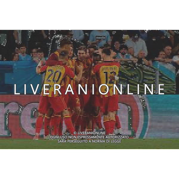 TVEM May 25, 2025 Roma, Italy - SS Lazio vs US Lecce - Italian soccer serie A 2024/25 - Olympic Stadium. In the pic: Lassana Coulibaly of US Lecce celebrates after scoring a goal with teammates ©TVEM Emmanuele Mastrodonato - AGENZIA ALDO LIVERANI SAS