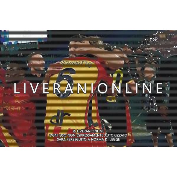TVEM May 25, 2025 Roma, Italy - SS Lazio vs US Lecce - Italian soccer serie A 2024/25 - Olympic Stadium. In the pic: Hamza Rafia of US Lecce and Federico Baschirotto of US Lecce celebrates the victory ©TVEM Emmanuele Mastrodonato - AGENZIA ALDO LIVERANI SAS