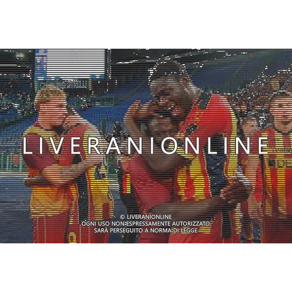 TVEM May 25, 2025 Roma, Italy - SS Lazio vs US Lecce - Italian soccer serie A 2024/25 - Olympic Stadium. In the pic: Mohamed Kaba of US Lecce and Lameck Banda of US Lecce celebrates the victory ©TVEM Emmanuele Mastrodonato - AGENZIA ALDO LIVERANI SAS
