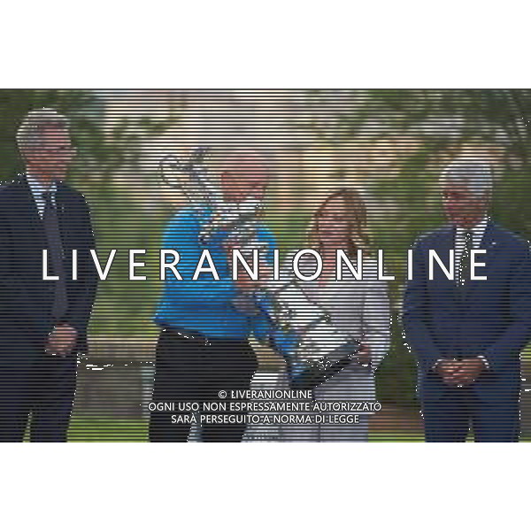 Roma - 26 Maggio 2025 Il Presidente del Consiglio dei Ministri, Giorgia Meloni, partecipa alla ‘Presentazione ufficiale dei trofei della Louis Vuitton Cup e dell\'America\'s Cup‘ Nella Foto: Gaetano Manfredi, Grant Dalton, Giorgia Meloni, Andrea Abodi  Andrea Bracaglia- AGENZIA ALDO LIVERANI SAS