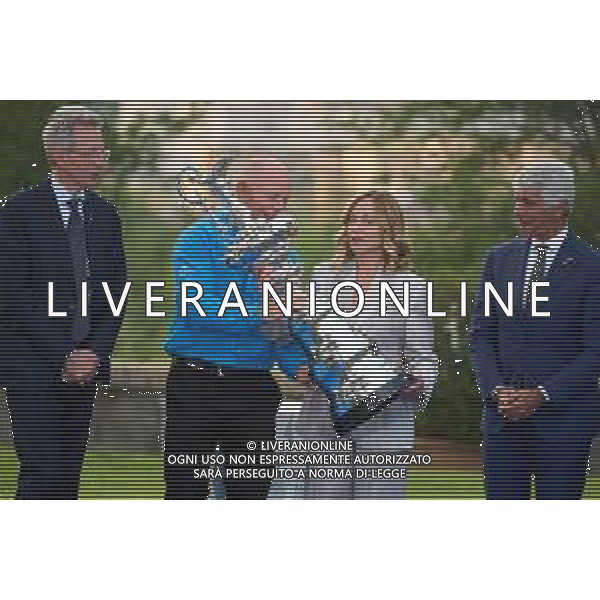 Roma - 26 Maggio 2025 Il Presidente del Consiglio dei Ministri, Giorgia Meloni, partecipa alla ‘Presentazione ufficiale dei trofei della Louis Vuitton Cup e dell\'America\'s Cup‘ Nella Foto: Gaetano Manfredi, Grant Dalton, Giorgia Meloni, Andrea Abodi  Andrea Bracaglia- AGENZIA ALDO LIVERANI SAS