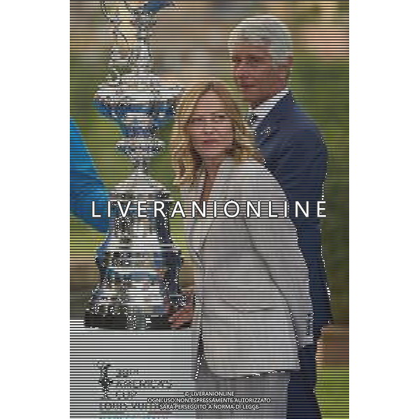 Roma - 26 Maggio 2025 Il Presidente del Consiglio dei Ministri, Giorgia Meloni, partecipa alla ‘Presentazione ufficiale dei trofei della Louis Vuitton Cup e dell\'America\'s Cup‘ Nella Foto: Giorgia Meloni, Andrea Abodi  Andrea Bracaglia- AGENZIA ALDO LIVERANI SAS