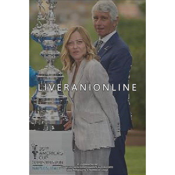 Roma - 26 Maggio 2025 Il Presidente del Consiglio dei Ministri, Giorgia Meloni, partecipa alla ‘Presentazione ufficiale dei trofei della Louis Vuitton Cup e dell\'America\'s Cup‘ Nella Foto: Giorgia Meloni, Andrea Abodi  Andrea Bracaglia- AGENZIA ALDO LIVERANI SAS