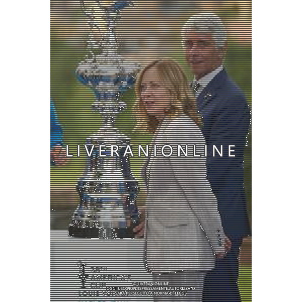 Roma - 26 Maggio 2025 Il Presidente del Consiglio dei Ministri, Giorgia Meloni, partecipa alla ‘Presentazione ufficiale dei trofei della Louis Vuitton Cup e dell\'America\'s Cup‘ Nella Foto: Giorgia Meloni, Andrea Abodi  Andrea Bracaglia- AGENZIA ALDO LIVERANI SAS