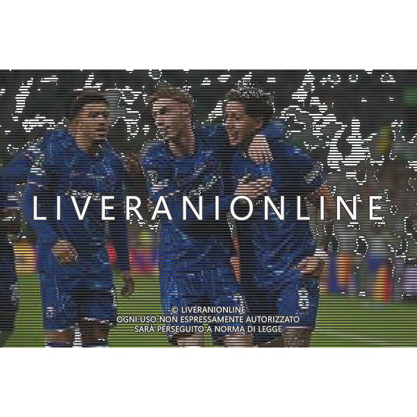 TVRG Real Betis vs Chelsea nella foto da SX Jadon Sancho (Chelsea), Cole Palmer (Chelsea) e Enzo Fernandez (Chelsea) esultanza dopo il gol dell\'1 a 1 Wroclaw (POL) 28-05-2025 Stadio municipale - Tarczynski Arena UEFA Conference League - finale foto Roberto Garavaglia/Agenzia Aldo Liverani sas