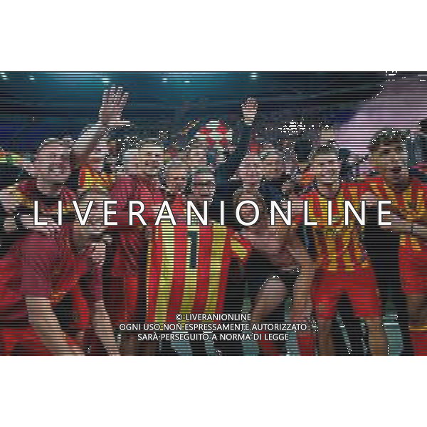 TVEM May 25, 2025 Roma, Italy - SS Lazio vs US Lecce - Italian soccer serie A 2024/25 - Olympic Stadium. In the pic: players of US Lecce celebrates the victory ©TVEM Emmanuele Mastrodonato - AGENZIA ALDO LIVERANI SAS