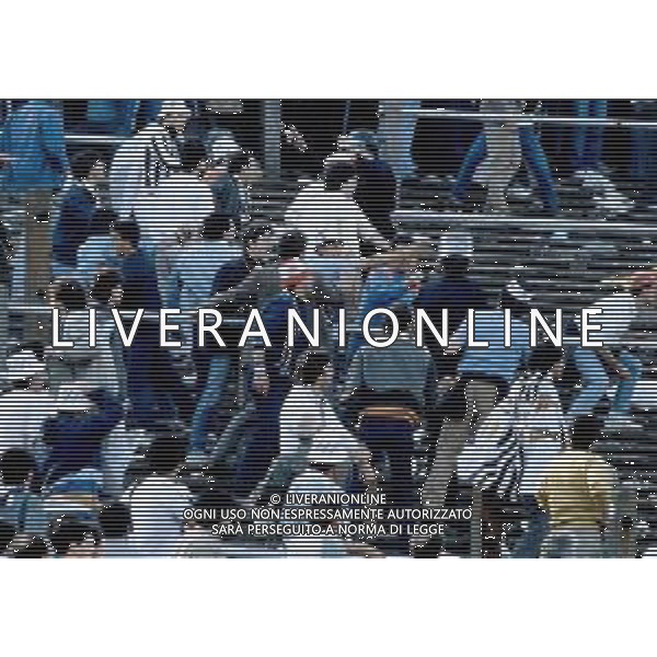 FINALE DI COPPA CAMPIONI JUVENTUS-LIVERPOOL A BRUXELLES STADIO HEYSEL 29/05/1985 NELLA FOTO LA TRAGEDIA CON TRENTANOVE VITTIME AGENZIA GIOVANNI LIVERANI-ALDO LIVERANI S A S