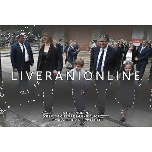 TVRG Funerale Pellegrini nella foto Valentina Pellegrini con il marito e i figli Milano 04-06-2025 Funerale di Ernesto Pellegrini presso la Basilica di Sant\'Ambrogio foto Roberto Garavaglia/Agenzia Aldo Liverani sas