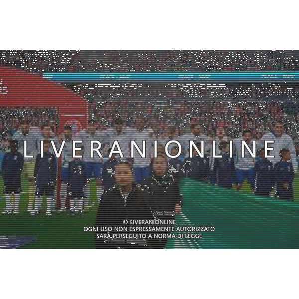 TVEM June 06, 2025 Oslo, Norway - Norway vs Italy - FIFA World Cup 2026 European Qualifier - Ullevaal Stadion. In the pic: Players of Italy line up during the National Anthems foto emmanuele mastrodonato-ag aldo liverani sas