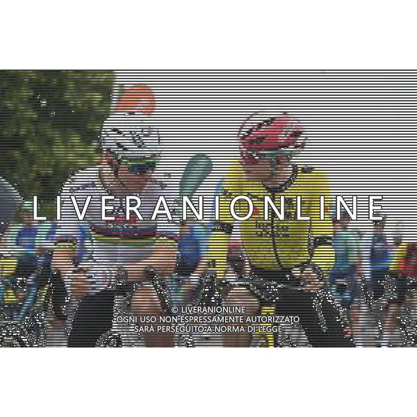 08-06-2025 Criterium Du Dauphine Libere; Tappa 01 Domerat - Montlucon; 2025, Uae Team Emirates - Xrg; 2025, Visma - Lease A Bike; Pogacar, Tadej; Vingegaard, Jonas; Domerat; ©SIROTTI - AGENZIA ALDO LIVERANI SAS