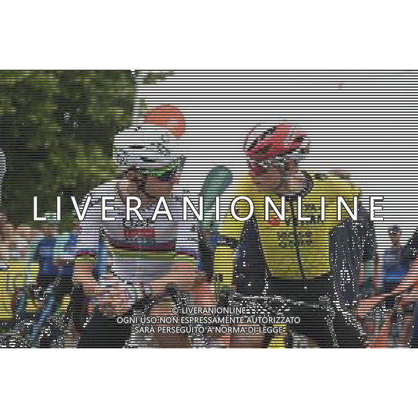 08-06-2025 Criterium Du Dauphine Libere; Tappa 01 Domerat - Montlucon; 2025, Uae Team Emirates - Xrg; 2025, Visma - Lease A Bike; Pogacar, Tadej; Vingegaard, Jonas; Domerat; ©SIROTTI - AGENZIA ALDO LIVERANI SAS