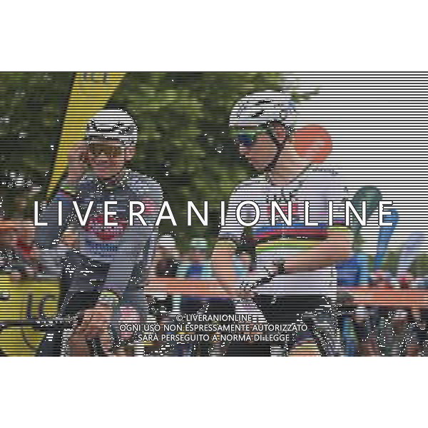 08-06-2025 Criterium Du Dauphine Libere; Tappa 01 Domerat - Montlucon; 2025, Uae Team Emirates - Xrg; 2025, Alpecin - Deceuninck; Pogacar, Tadej; Van Der Poel, Mathieu; Domerat; ©SIROTTI - AGENZIA ALDO LIVERANI SAS