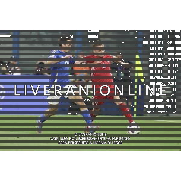 Oleg Reabciuk of Moldova battle for the ball with Andrea Cambiasso of Italy during Italy vs Moldova, European Qualifier, 2nd group match, game at Mapei Stadium - Città del Tricolore in Reggio nell\'Emilia (RE), Italy, on June 09, 2025. (Photo by Davide Casentini)- AGENZIA ALDO LIVERANI SAS