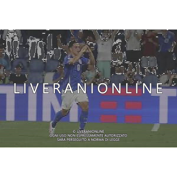 Giacomo Raspadori of Italy celebrates after scoring during Italy vs Moldova, European Qualifier, 2nd group match, game at Mapei Stadium - Città del Tricolore in Reggio nell\'Emilia (RE), Italy, on June 09, 2025. (Photo by Davide Casentini)- AGENZIA ALDO LIVERANI SAS