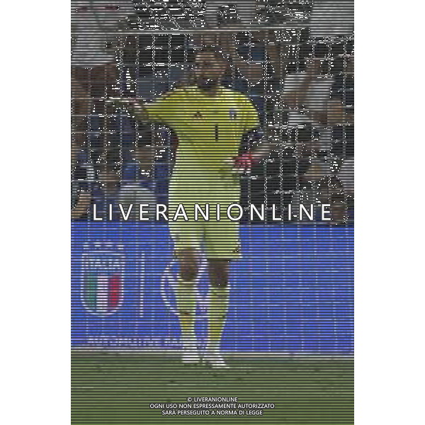 Gianluigi Donnarumma of Italy gestures during Italy vs Moldova, European Qualifier, 2nd group match, game at Mapei Stadium - Città del Tricolore in Reggio nell\'Emilia (RE), Italy, on June 09, 2025. (Photo by Davide Casentini)- AGENZIA ALDO LIVERANI SAS
