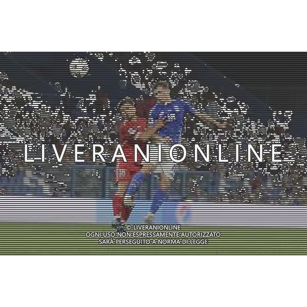 Nicolo’ Barella of Italy battle for the ball with Victor Stînă of Moldova during Italy vs Moldova, European Qualifier, 2nd group match, game at Mapei Stadium - Città del Tricolore in Reggio nell\'Emilia (RE), Italy, on June 09, 2025. (Photo by Davide Casentini)- AGENZIA ALDO LIVERANI SAS