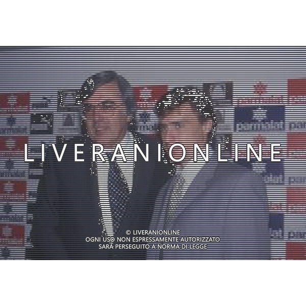 DIAP-RETROSPETTIVA ENRICO CHIESA CALCIATORE NELLA FOTO ENRICO CHIESA PRESENTAZIONE AL PARMA CALCIO NELL\'ANNO 1996 CON GIORGIO PEDRANESCHI AG ALDO LIVERANI SAS