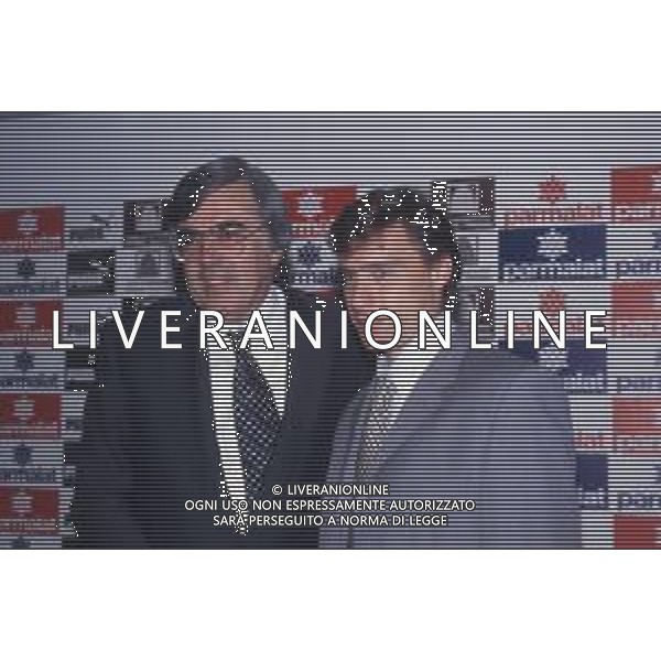 DIAP-RETROSPETTIVA ENRICO CHIESA CALCIATORE NELLA FOTO ENRICO CHIESA PRESENTAZIONE AL PARMA CALCIO NELL\'ANNO 1996 CON GIORGIO PEDRANESCHI AG ALDO LIVERANI SAS