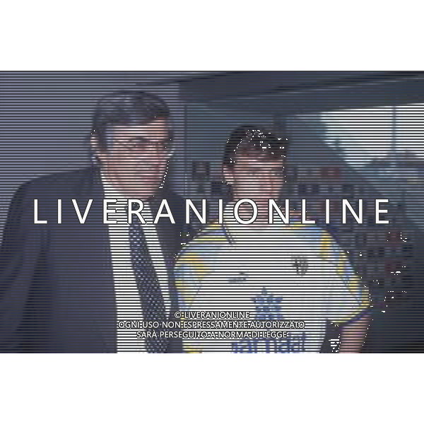 DIAP-RETROSPETTIVA ENRICO CHIESA CALCIATORE NELLA FOTO ENRICO CHIESA PRESENTAZIONE AL PARMA CALCIO NELL\'ANNO 1996 CON GIORGIO PEDRANESCHI AG ALDO LIVERANI SAS