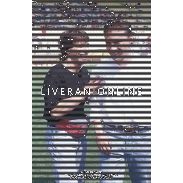 DIAP-RETROSPETTIVA ENRICO CHIESA CALCIATORE NELLA FOTO ENRICO CHIESA CON LA MAGLIA DEL PARMA CALCIO CON GIANFRANCO ZOLA AG ALDO LIVERANI SAS