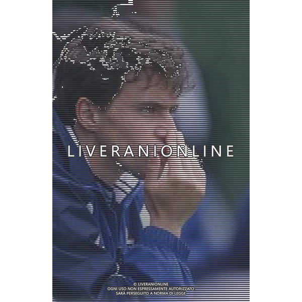 DIAP-RETROSPETTIVA ENRICO CHIESA CALCIATORE NELLA FOTO ENRICO CHIESA CON LA MAGLIA DELLA NAZIONALE ITALIANA NELL\'ANNO 1995-96 AG ALDO LIVERANI SAS