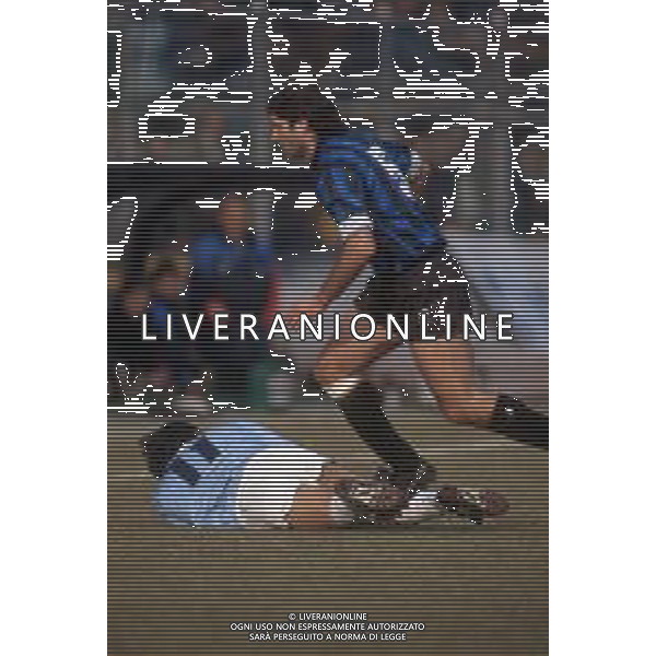 DIAP-RETROSPETTIVA TEBALDO BIGLIARDI CALCIATORE NELLA FOO TEBALDO BIGLIARDI CON LA MAGLIA DELL\'ATALANTA CALCIO NELL\'ANNO 1991-1992 AG ALDO LIVERANI SAS