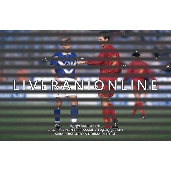 DIAP-RETROSPETTIVA FRANCESCO COLONNESE CALCIATORE NELLA FOTO FRANCESCO COLONNESE CON LA MAGLIA DELLA ROMA CALCIO ANNO 1994-95 E MARCO NAPPI AG ALDO LIVERANI SAS
