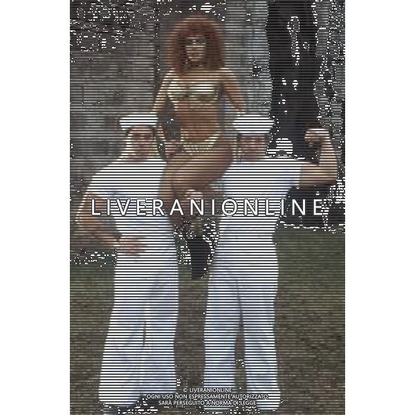 DIAP-RETROSPETTIVA CARMEN RUSSO ATTRICE E SHOWGIRL E BALLERINA NELLA FOTO CARMEN RUSSO A ROMA NELL\'ANNO 1983  FOTO EDGARDO DELLA SCORCIOSA-AG ALDO LIVERANI SAS 