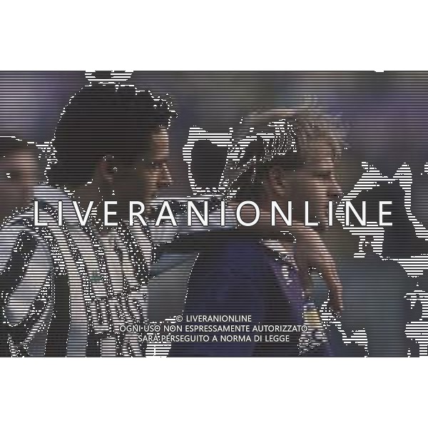 DIAP-RETROSPETTIVA ROBERTO BAGGIO CALCIATORE NELLA FOTO ROBERTO BAGGIO CON LA MAGLIA DELLA JUVENTUS NELL\'ANNO 1992 E GIUSEPPE IACHINI AG ALDO LIVERANI SAS