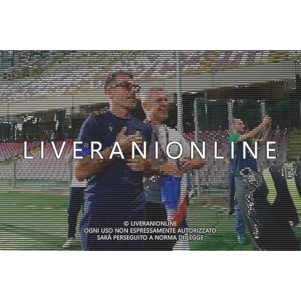 TVEM June 22, 2025 Salerno, Italy - US Salernitana 1919 vs UC Sampdoria - Italian Soccer Serie BKT Playout match 2024/25 - Arechi Stadium. In the pic: coach Alberico Evani of UC Sampdoria and Giovanni Invernizzi celebrates with Supporters of UC Sampdoria ©TVEM Emmanuele Mastrodonato - AGENZIA ALDO LIVERANI SAS