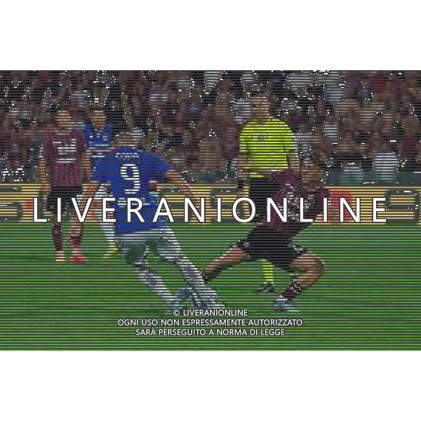 TVEM June 22, 2025 Salerno, Italy - US Salernitana 1919 vs UC Sampdoria - Italian Soccer Serie BKT Playout match 2024/25 - Arechi Stadium. In the pic: Massimo Coda of UC Sampdoria in action against Lorenzo Amatucci of US Salernitana ©TVEM Emmanuele Mastrodonato - AGENZIA ALDO LIVERANI SAS