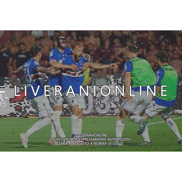 TVEM June 22, 2025 Salerno, Italy - US Salernitana 1919 vs UC Sampdoria - Italian Soccer Serie BKT Playout match 2024/25 - Arechi Stadium. In the pic: Giuseppe Sibilli of UC Sampdoria celebrates after scoring a goal with teammates ©TVEM Emmanuele Mastrodonato - AGENZIA ALDO LIVERANI SAS