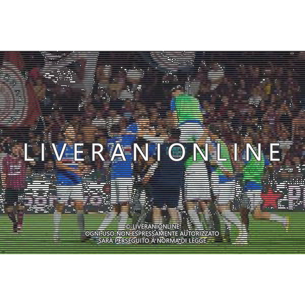 TVEM June 22, 2025 Salerno, Italy - US Salernitana 1919 vs UC Sampdoria - Italian Soccer Serie BKT Playout match 2024/25 - Arechi Stadium. In the pic: Giuseppe Sibilli of UC Sampdoria celebrates after scoring a goal with teammates ©TVEM Emmanuele Mastrodonato - AGENZIA ALDO LIVERANI SAS