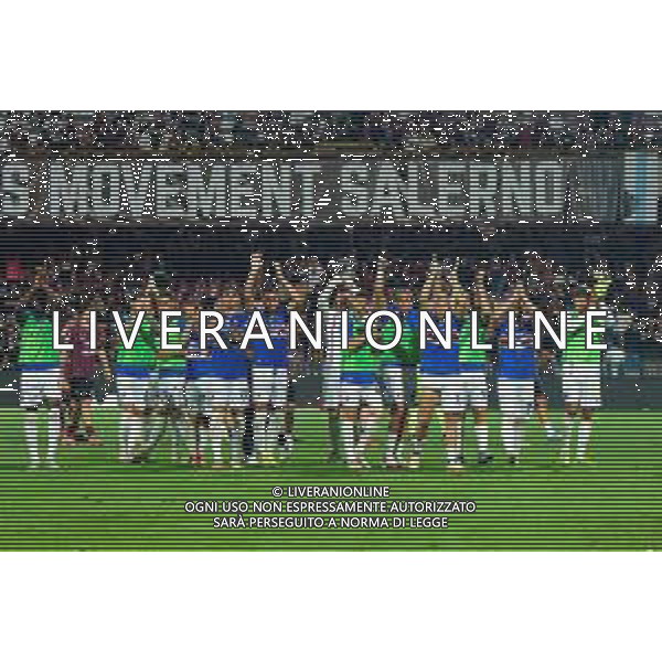 TVEM June 22, 2025 Salerno, Italy - US Salernitana 1919 vs UC Sampdoria - Italian Soccer Serie BKT Playout match 2024/25 - Arechi Stadium. In the pic: players of UC Sampdoria celebrates ©TVEM Emmanuele Mastrodonato - AGENZIA ALDO LIVERANI SAS